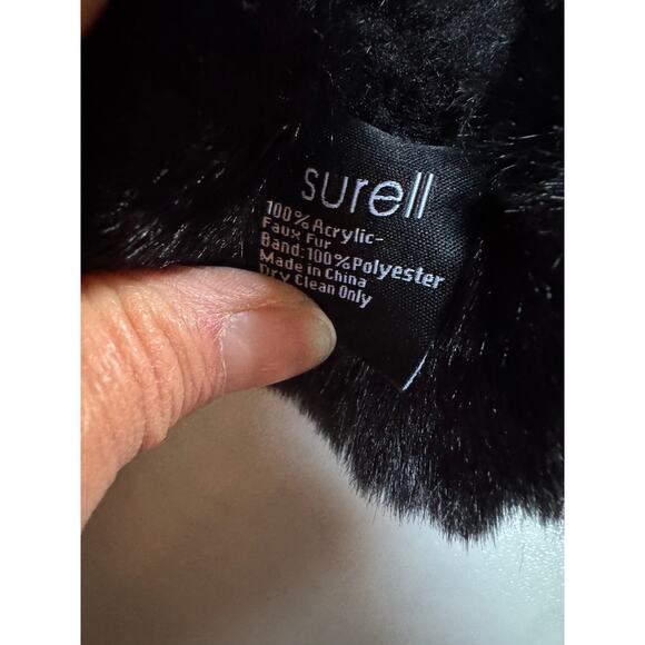 Surell Faux Rex Rabbit Black Earmuffs - Halo Band - Picture 6 of 6